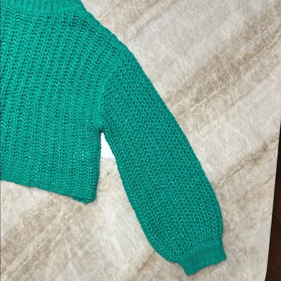 Women’s Saltwater LUXE Kelly Green Cropped Mock NeckSweater – Oversized| Small - Picture 5 of 6
